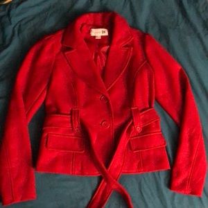 Forever 21 Red Blazer Jacket with belt